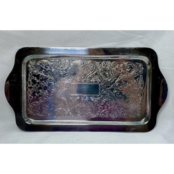 F.B. Rogers‎ Silver Co. Sugar/Creamer Vintage Serving Tray Etched 11 x 5.5" - Picture 1 of 5